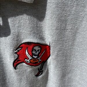 Antiqua cotton gray embroidered Tampa Bay Bucs Polo short sleeve shirt